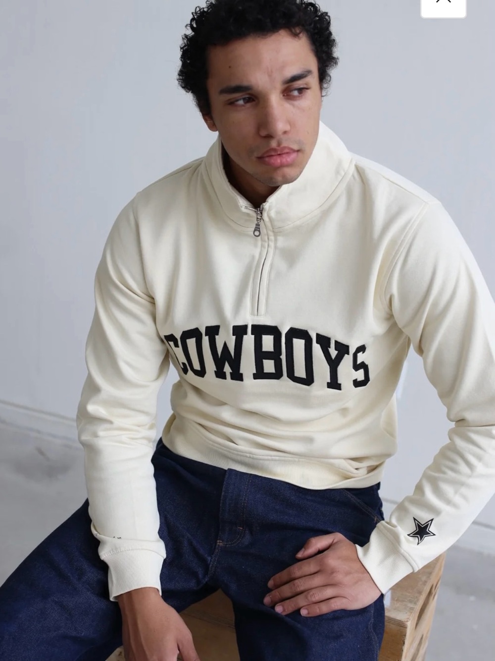 Peace Collective Men's Cream Quarter-Zip Dallas Cowboys Sweatshirt